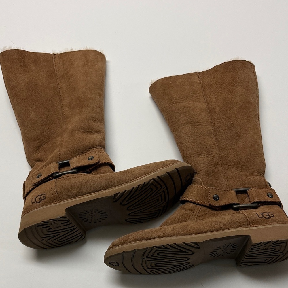 UGG BRAIDEN CHESTNUT WATER RESISTANT LEATHER BOOTS US 9.5